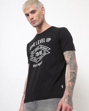 regular fit typographic print crew-neck t-shirt