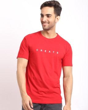 regular fit typographic print crew-neck t-shirt