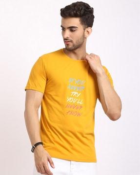 regular fit typographic print crew-neck t-shirt