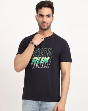 regular fit typographic print crew-neck t-shirt