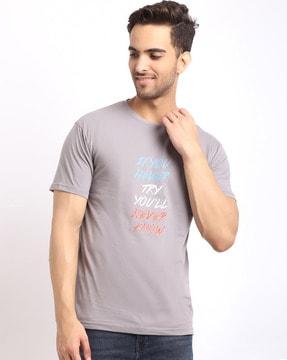 regular fit typographic print crew-neck t-shirt