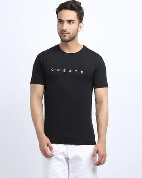 regular fit typographic print crew-neck t-shirt