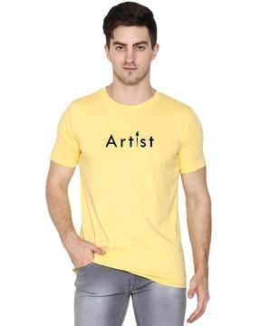 regular fit typographic print crew-neck t-shirt