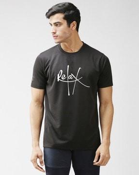 regular fit typographic print crew-neck t-shirt