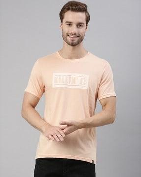 regular fit typographic print crew-neck t-shirt