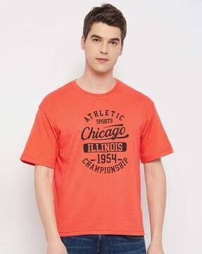 regular fit typographic print crew-neck t-shirt