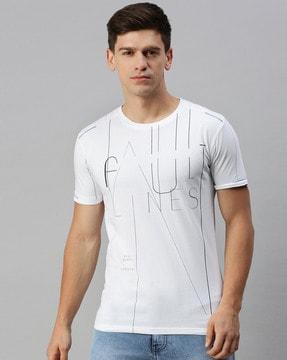 regular fit typographic print crew-neck t-shirt