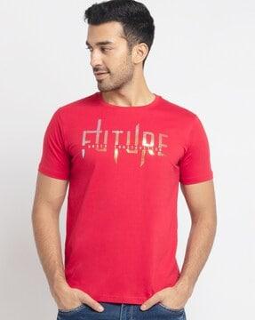 regular fit typographic print crew-neck t-shirt