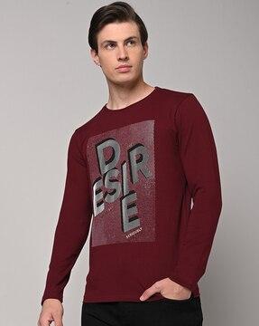 regular fit typographic print crew-neck t-shirt