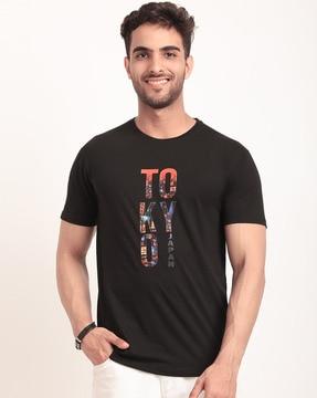 regular fit typographic print crew-neck t-shirt