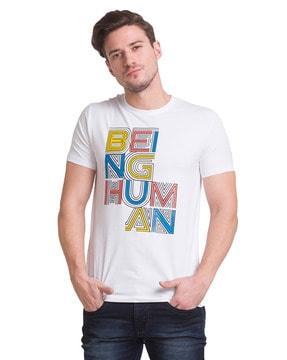 regular fit typographic print crew-neck t-shirt