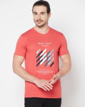 regular fit typographic print crew-neck t-shirt