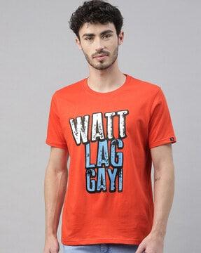 regular fit typographic print crew-neck t-shirt