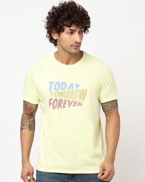 regular fit typographic print crew-neck t-shirt