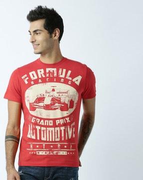 regular fit typographic print crew-neck t-shirt