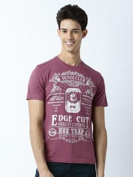 regular fit typographic print crew-neck t-shirt