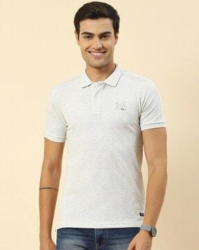 regular fit typographic print polo t-shirt