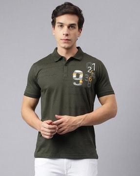 regular fit typographic print polo t-shirt