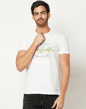 regular fit typographic print round-neck t-shirt