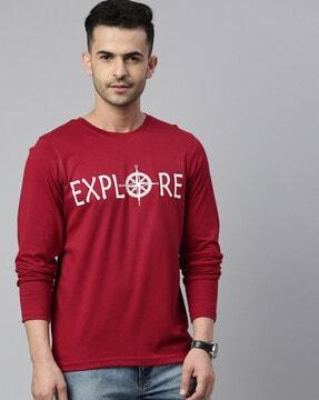 regular fit typographic printed crew-neck t-shirt