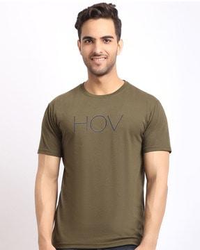 regular fit typographic round neck t-shirt