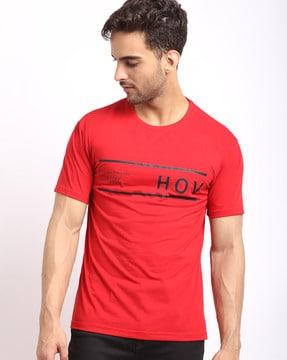 regular fit typographic round neck t-shirt