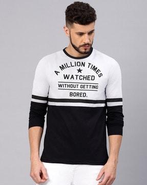 regular fit typography print full sleeves t-shirt