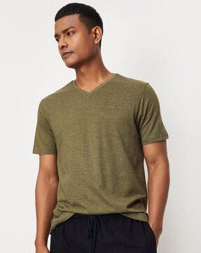 regular fit v-neck short-sleeves t-shirt