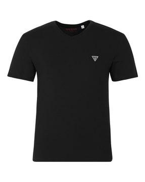 regular fit v-neck t-shirt with brand print