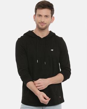 regular fit v-neck t-shirt with hoodie