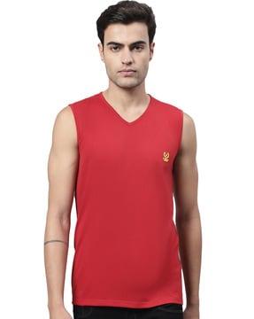 regular fit v-neck t-shirt with logo print