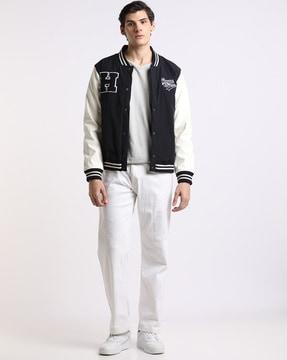 regular fit varsity jacket