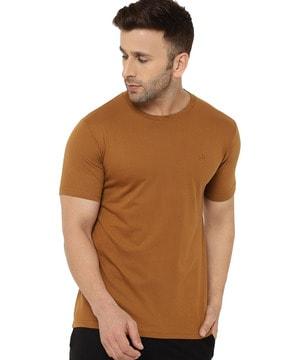 regular fit woven crew-neck t-shirt