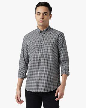 regular fit yarn dyed checked shirt