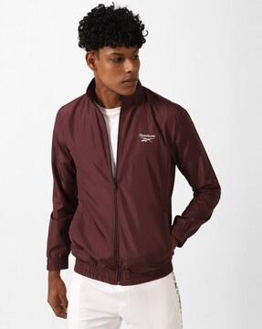 regular fit zip-front hooded jacket