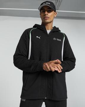 regular fit zip-front hooded jacket