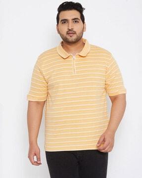 regular fit zip-front polo t-shirt