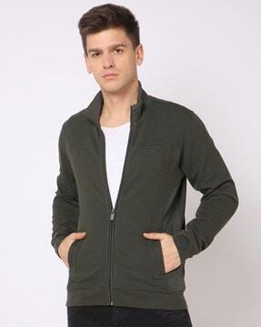 regular fit zip-front sweatshirt