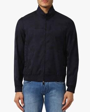 regular fit zip-front woolen blouson jacket