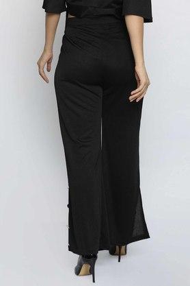 regular length polyester women's trousers - black