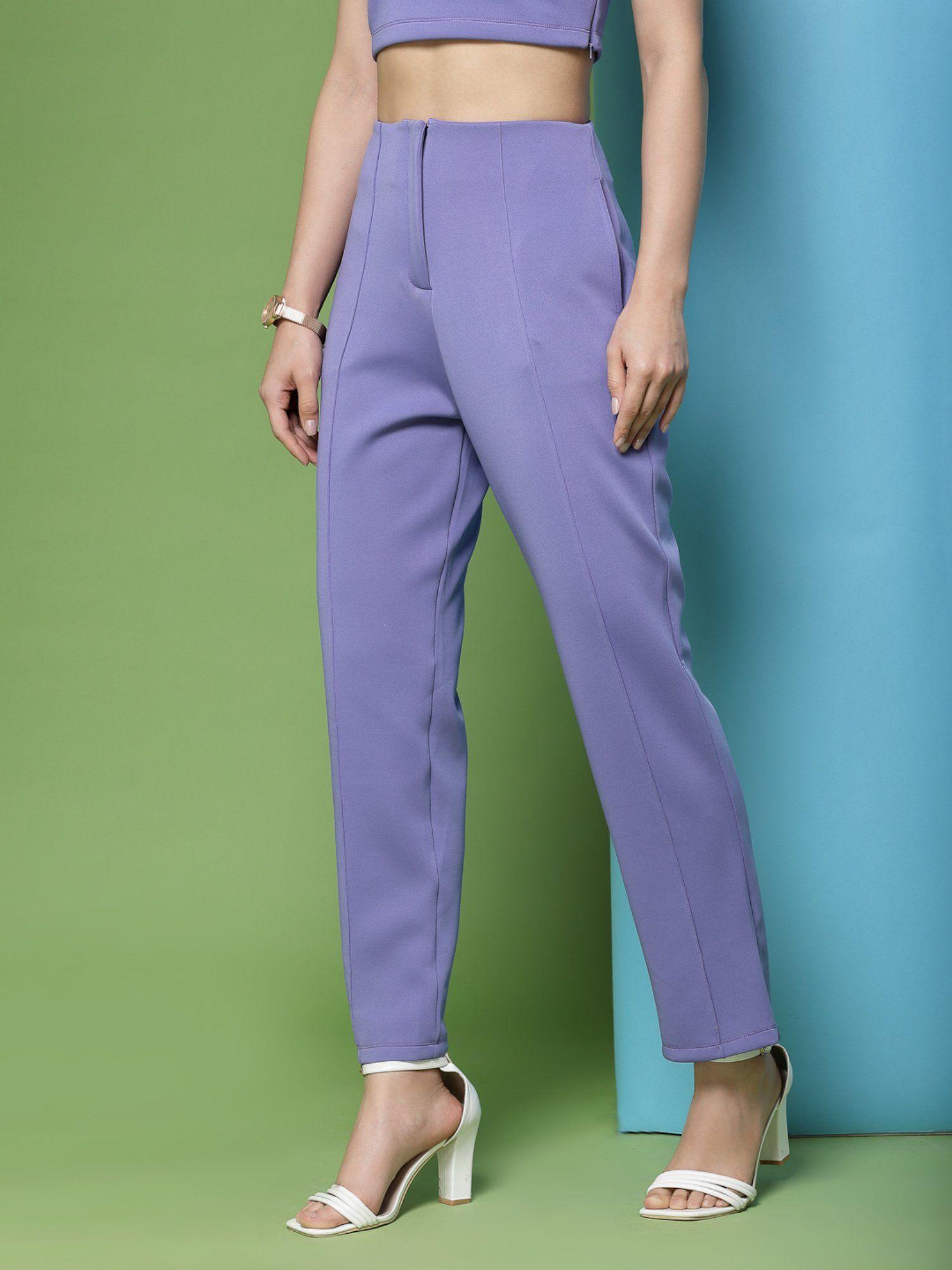 regular solid lavender trousers