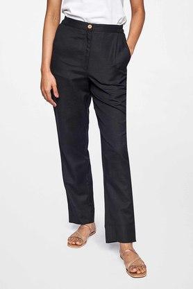 regular viscose womens trousers - black