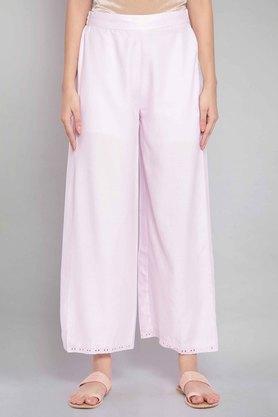 regular viscose woven designer womens pants - pink