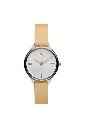 reina 30 mm white leather analog watch for women + 28000279-d