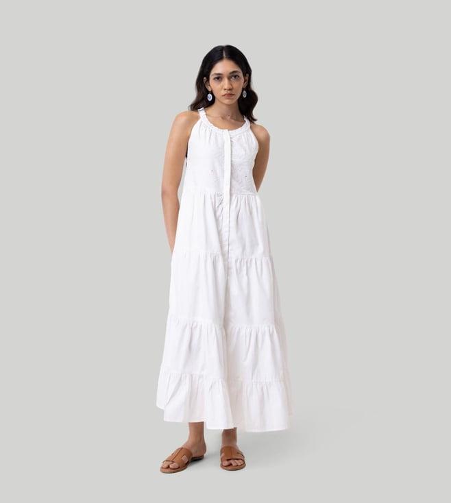 reistor coconut white summer 23 sleeveless embroidered tiered maxi dress