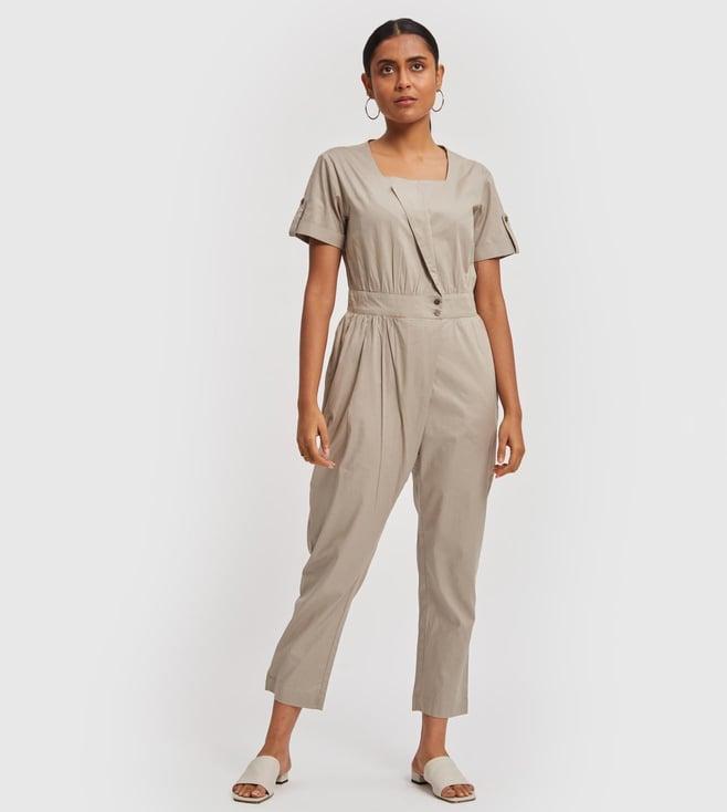 reistor poplin ecru fall collection 2022 overlap jumpsuit