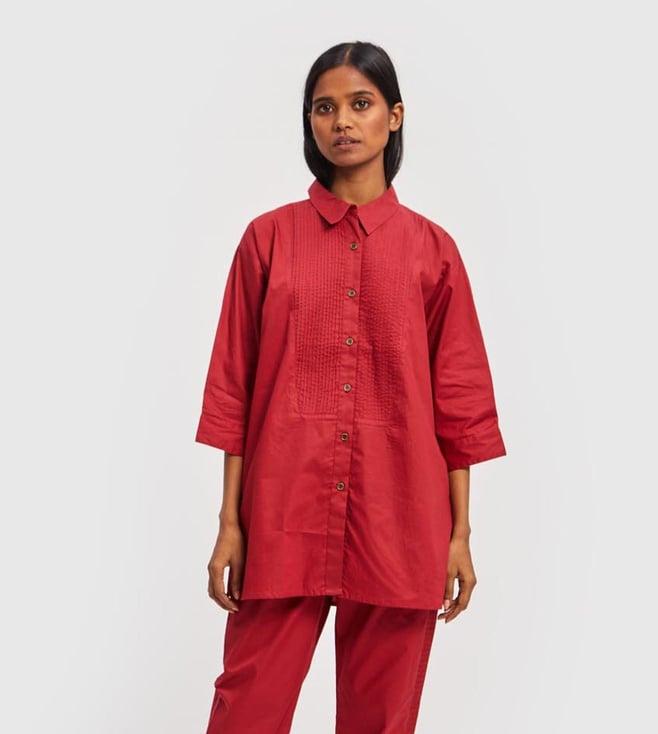 reistor poplin red always collection all in one shirt