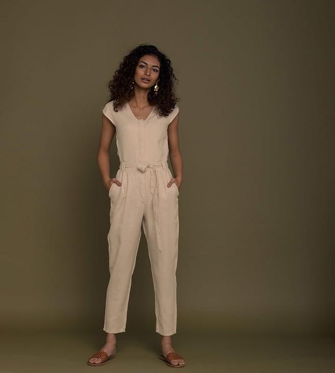 reistor sand beige 100% hemp evening chai jumpsuit