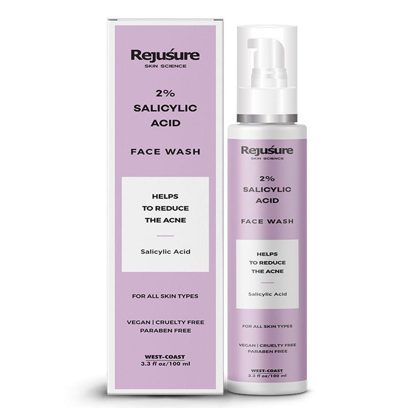 rejusure 2% salicylic acid face wash helps to reduce acne for oily skin