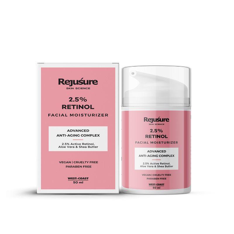 rejusure 2.5% retinol moisturizer for wrinkles & dark circles cream for face